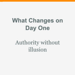 What Changes on Day One - Authority without Illusion